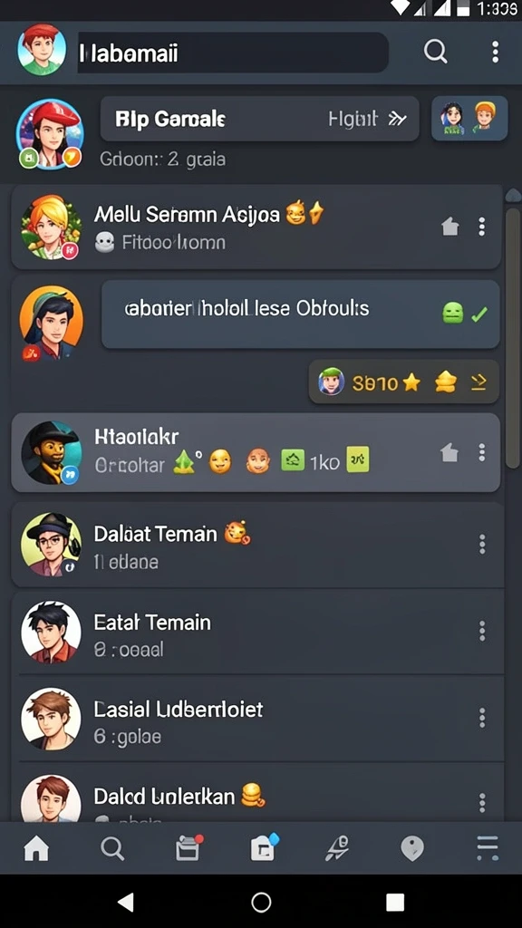 Tampilan karakter yang dapat dikustomisasi.