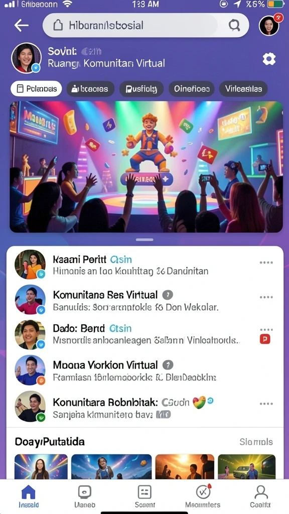 Menampilkan antarmuka utama dengan karakter menarik.
