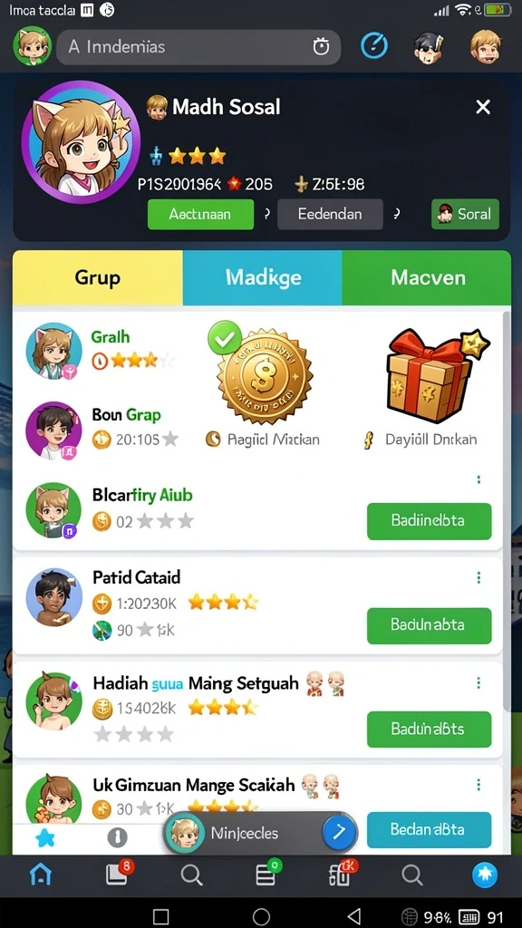 Arena permainan yang beragam dan penuh warna.